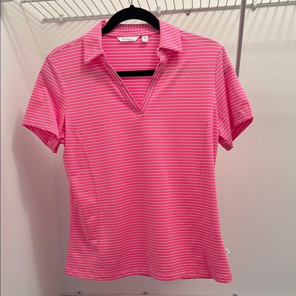 Pink Striped Golf Shirt